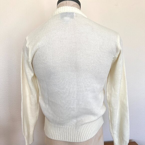 80's Ivory Pullover Sweater - Size Medium - Forum Sportswear - Picture 6 of 7